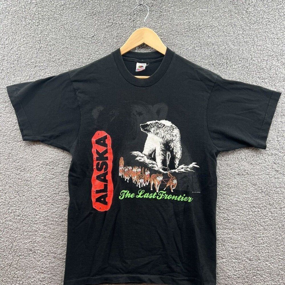 Fruit Of The Loom 1990 Alaska The Last Frontier, Vintage Animal T-Shirt Size L